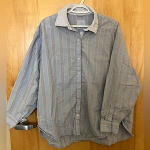 Aerie Boxy Blue Striped Button-Up Shirt